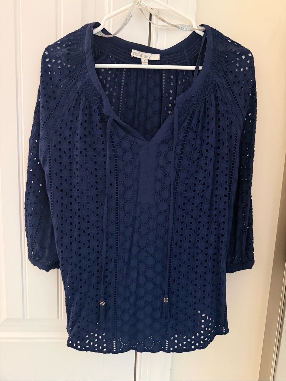 Navy Eyelet Peasant Tunic